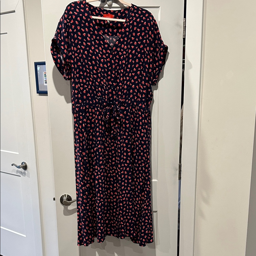 Joules Black and Red Patterned Midi Dress